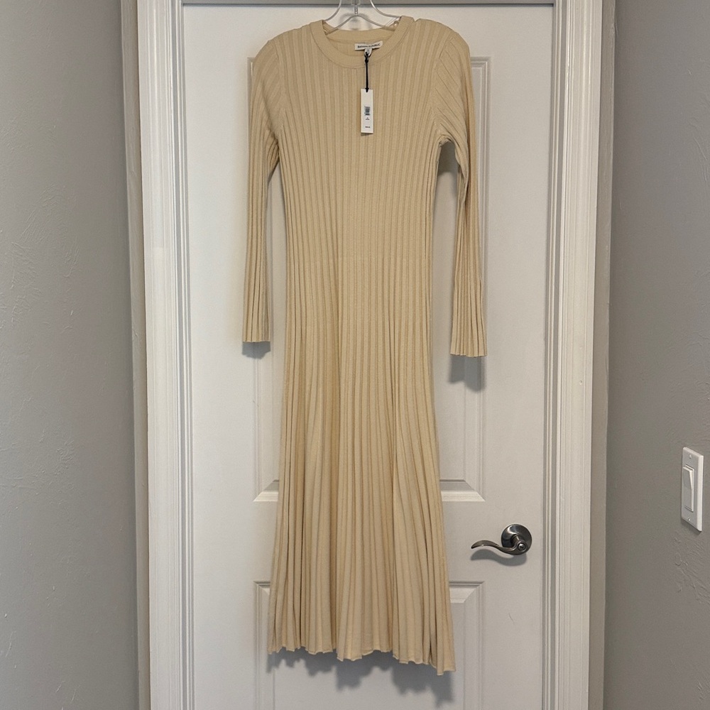 Banana Republic Sculpted Ribbed Maxi Dress Stone Twill Beige